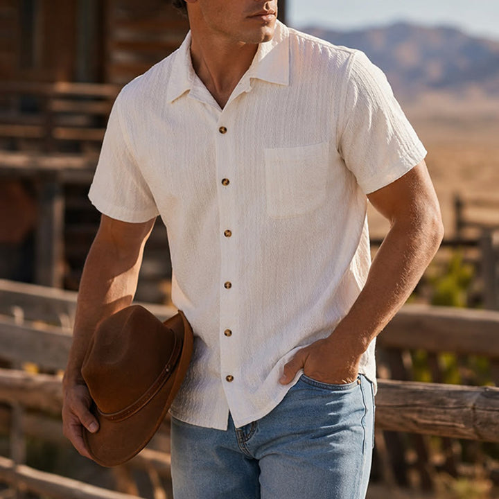 White Textured Resort Wear Jacquard Weave Shirt - White - 2XL - image 0