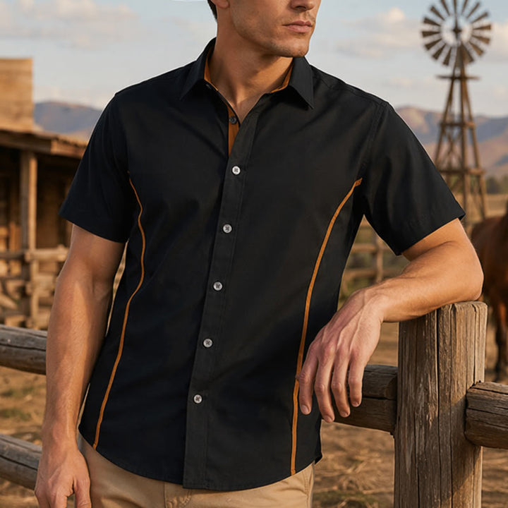 Men's Trendy Two-Tone Contrast Trim Cotton Shirt - image 6