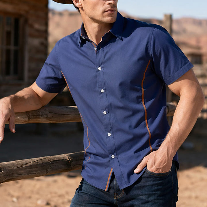 Men's Trendy Two-Tone Contrast Trim Cotton Shirt - image 0