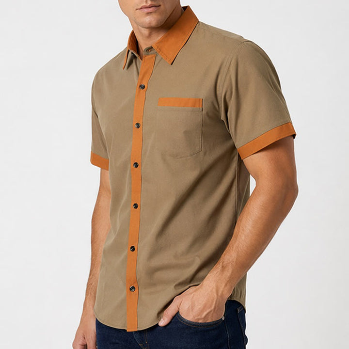 Men's Summer Bodybuilder Style Contrast Orange Trim Shirt - image 3