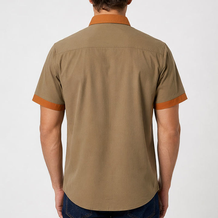Men's Summer Bodybuilder Style Contrast Orange Trim Shirt - image 2