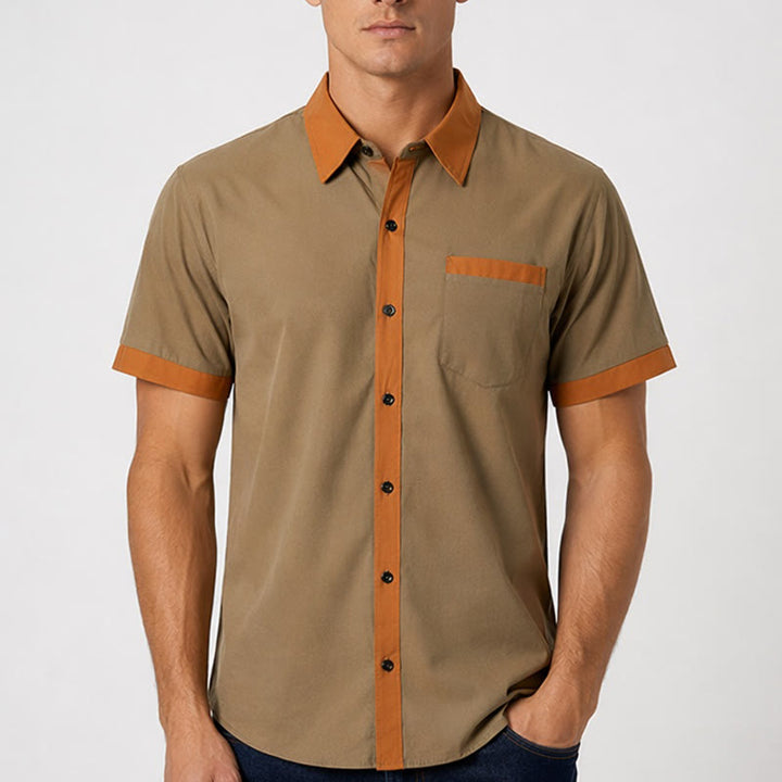 Men's Summer Bodybuilder Style Contrast Orange Trim Shirt - image 1