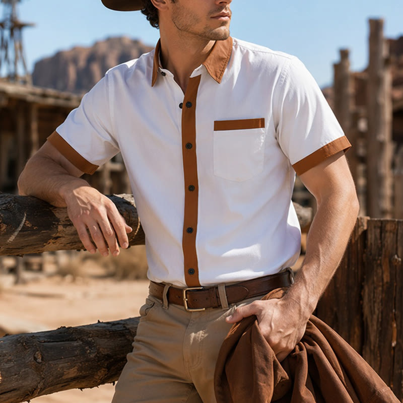 Men's Summer Bodybuilder Style Contrast Orange Trim Shirt - image 11