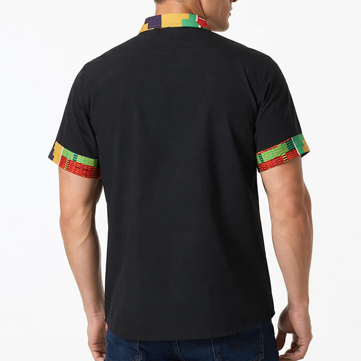 Men's Ethnic Print Patchwork Festival Statement Shirt - image 1