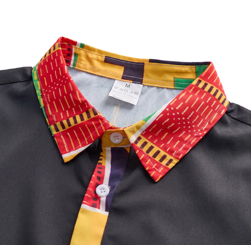Men's Ethnic Print Patchwork Festival Statement Shirt - image 9