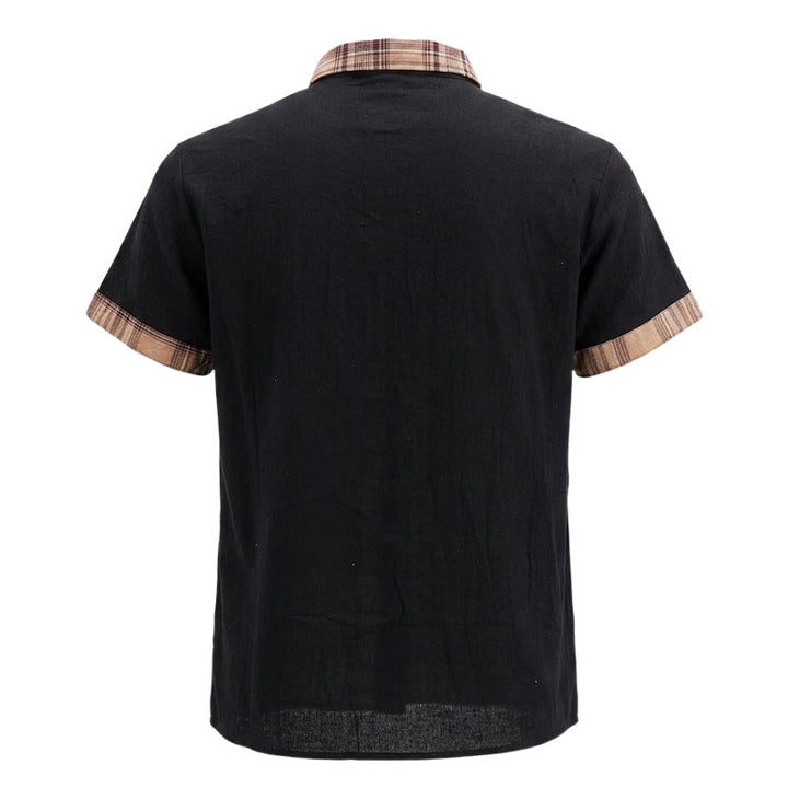 Men's Vintage Style Plaid Patchwork Cotton Shirt - image 15