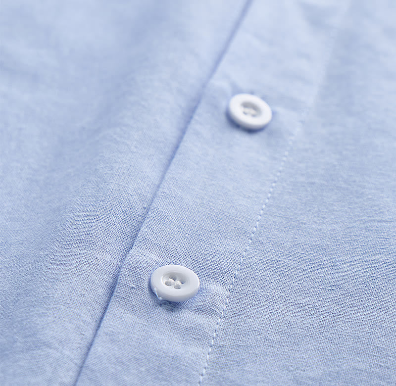 Men's Minimalist Solid Ramie Breathable Summer Casual Cotton Shirt - image 11