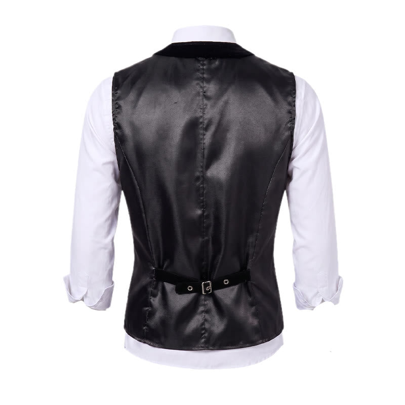 Men's Elegant Steampunk Single Button Dress Suit Vest - image 10