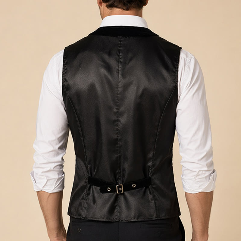 Men's Elegant Steampunk Single Button Dress Suit Vest - image 2