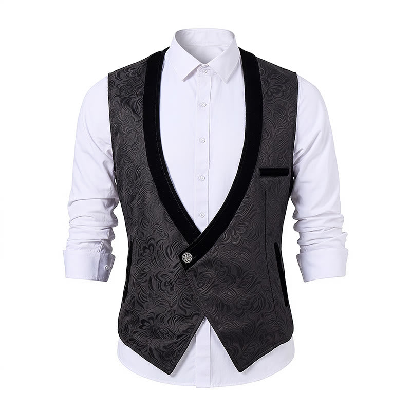 Men's Elegant Steampunk Single Button Dress Suit Vest - image 9