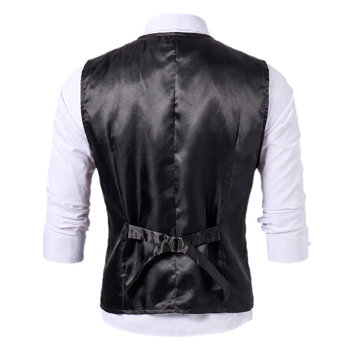 Men's Black Jacquard Double-Breasted Tuxedo Suit Vest - image 11