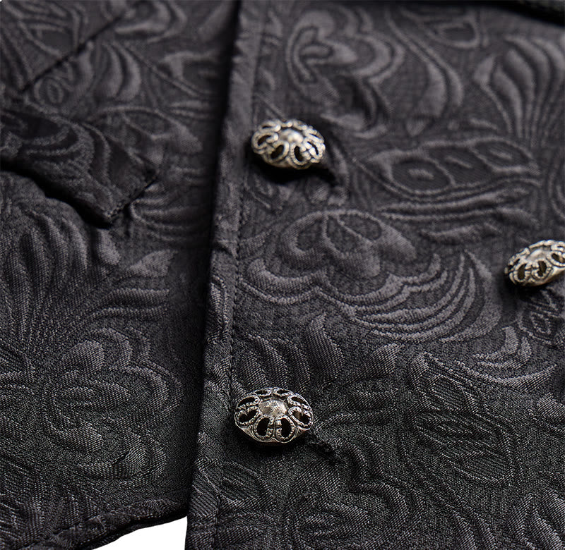 Men's Black Jacquard Double-Breasted Tuxedo Suit Vest - image 5