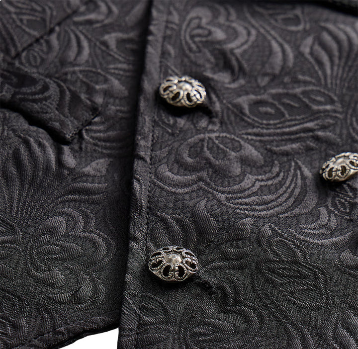 Men's Black Jacquard Double-Breasted Tuxedo Suit Vest - image 5