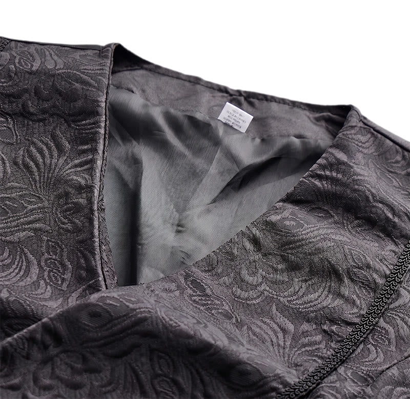 Men's Black Jacquard Double-Breasted Tuxedo Suit Vest - image 4