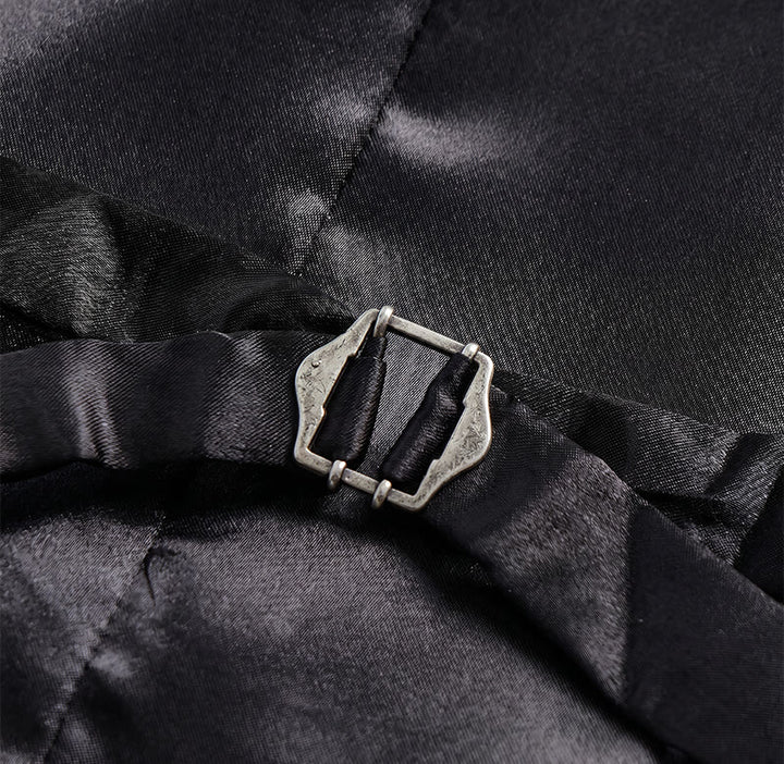 Men's Black Jacquard Double-Breasted Tuxedo Suit Vest - image 9