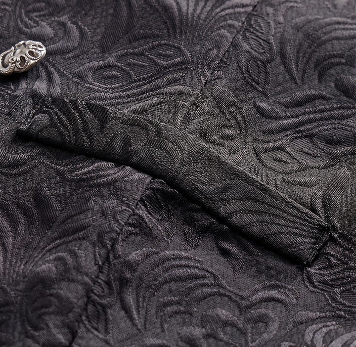 Men's Black Jacquard Double-Breasted Tuxedo Suit Vest - image 6