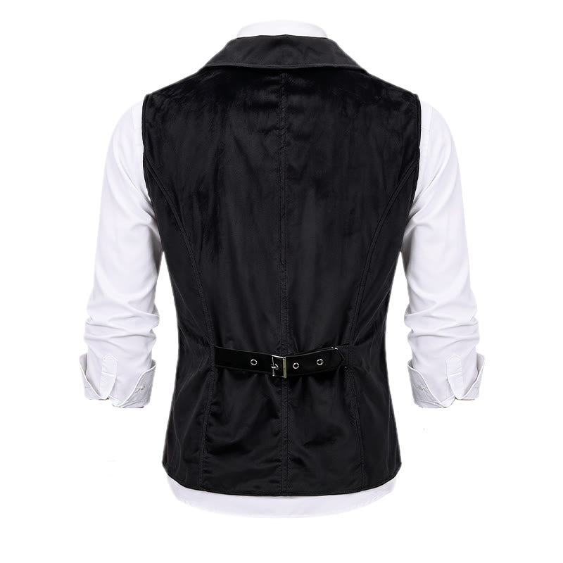 Men's Victorian Black & Burgundy Steampunk Suit Vest - image 9
