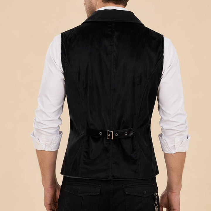 Men's Victorian Black & Burgundy Steampunk Suit Vest - image 2