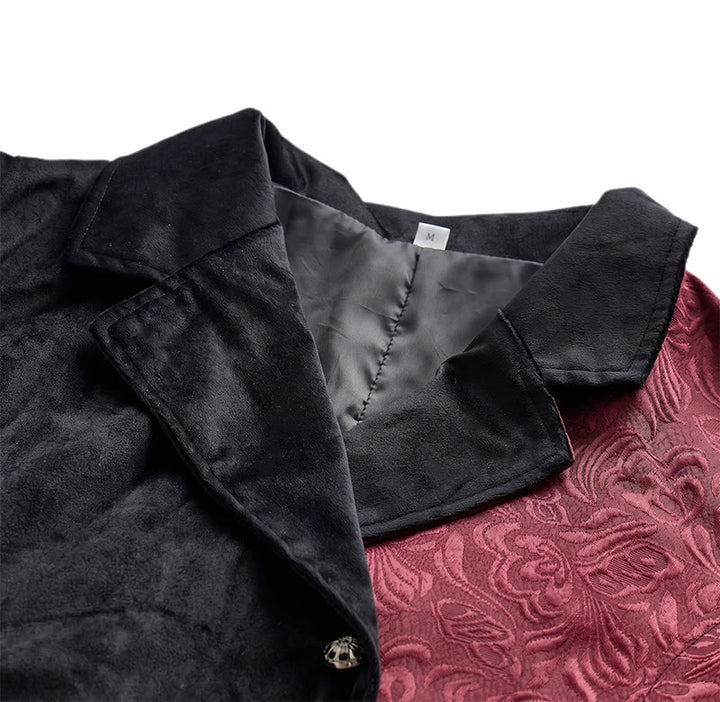Men's Victorian Black & Burgundy Steampunk Suit Vest - image 4