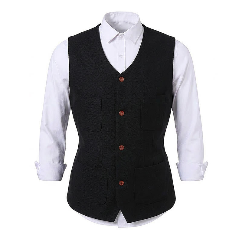 Men's Classic 4-Pocket Wool-Blend Suit Vest - image 13