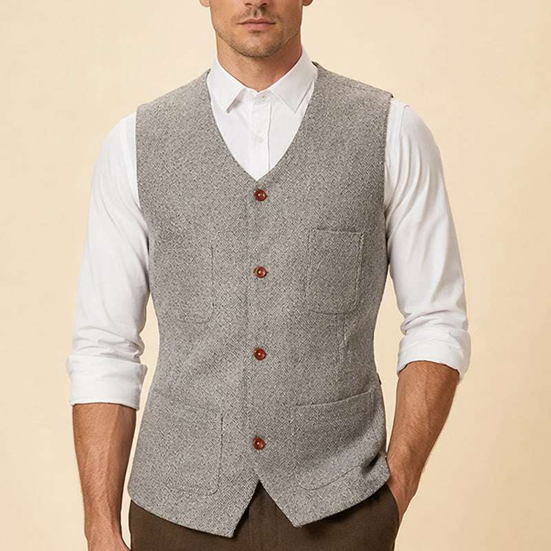 Men's Classic 4-Pocket Wool-Blend Suit Vest - image 1