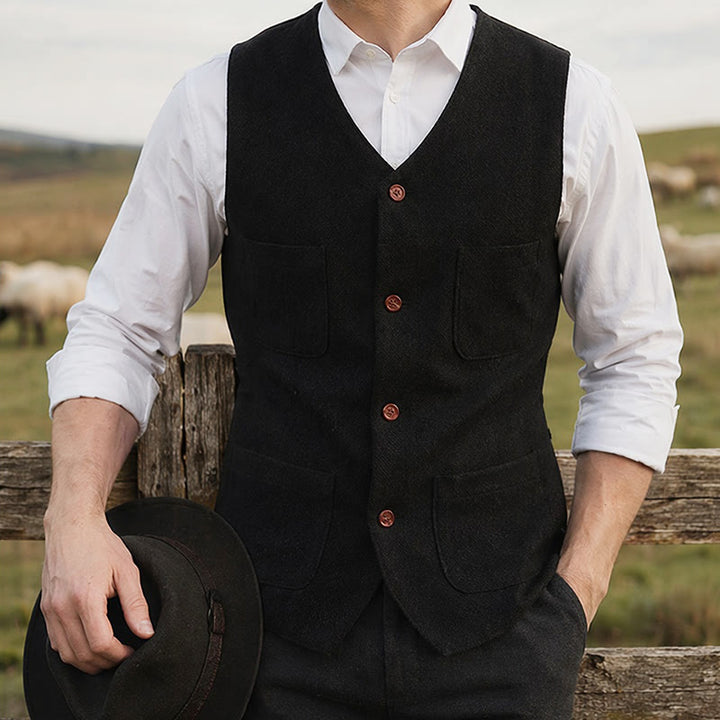 Men's Classic 4-Pocket Wool-Blend Suit Vest - Black - 2XL - image 4