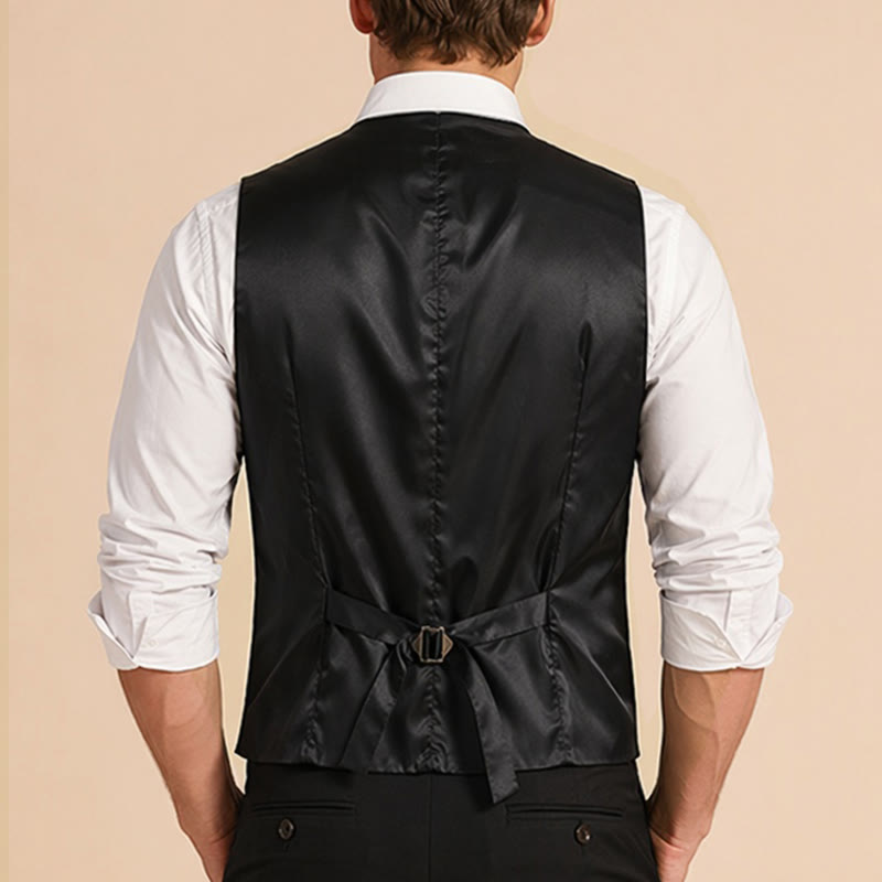 Men's Retro Style Pinstriped Suit Vest With Rose Lapel Chain - image 2