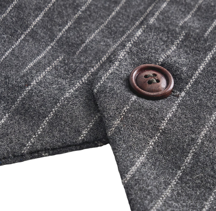 Men's Retro Style Pinstriped Suit Vest With Rose Lapel Chain - image 9