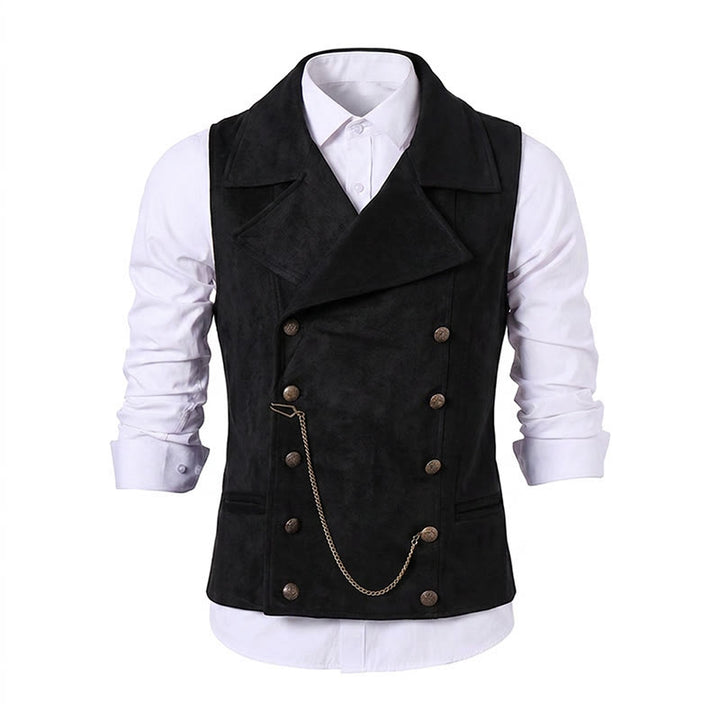 Men's Retro Double-Breasted Suit Vest With Bronze Chain - image 17
