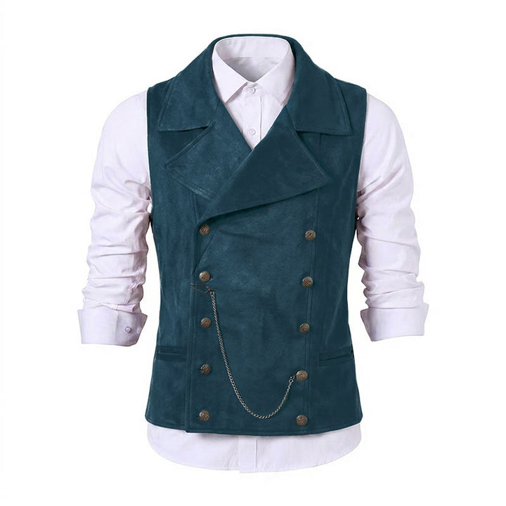 Men's Retro Double-Breasted Suit Vest With Bronze Chain - image 21