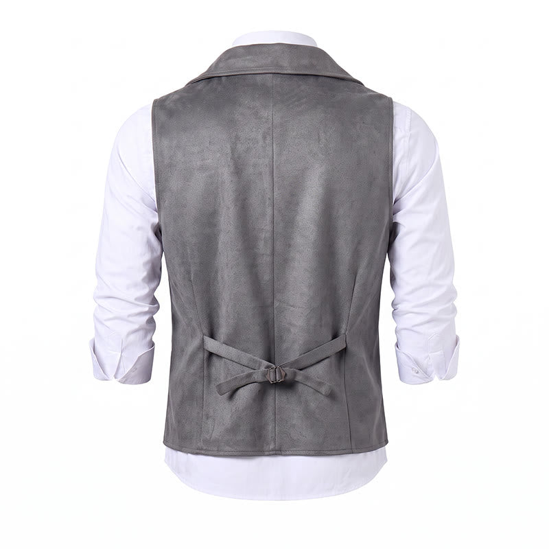 Men's Retro Double-Breasted Suit Vest With Bronze Chain - image 16