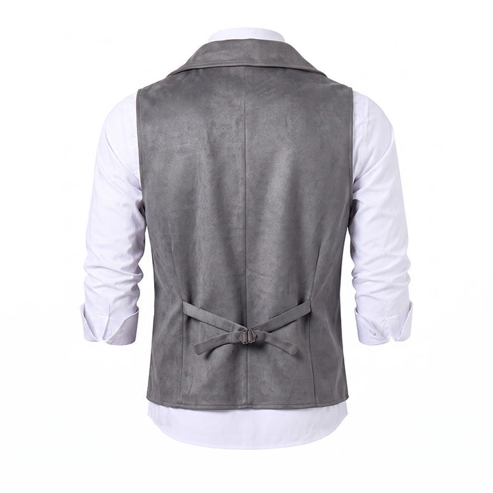 Men's Retro Double-Breasted Suit Vest With Bronze Chain - image 16