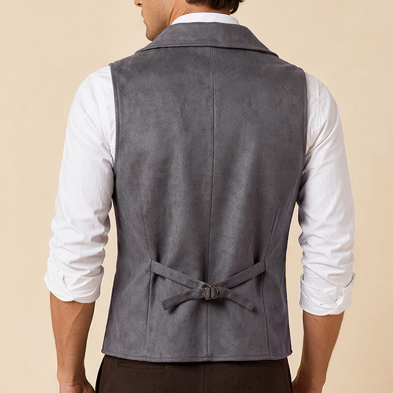 Men's Retro Double-Breasted Suit Vest With Bronze Chain - image 2