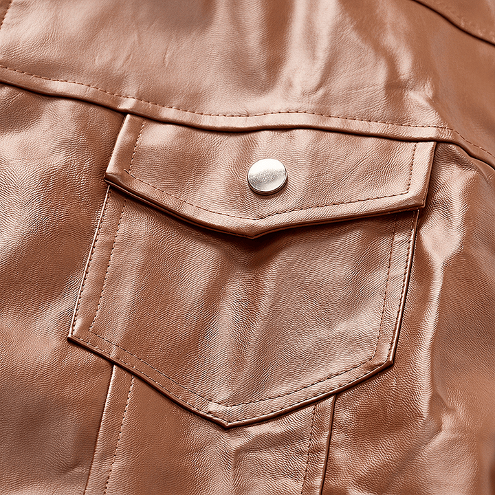 Men's Flap Pockets Casual Motorcycle Outerwear Leather Vest - image 6