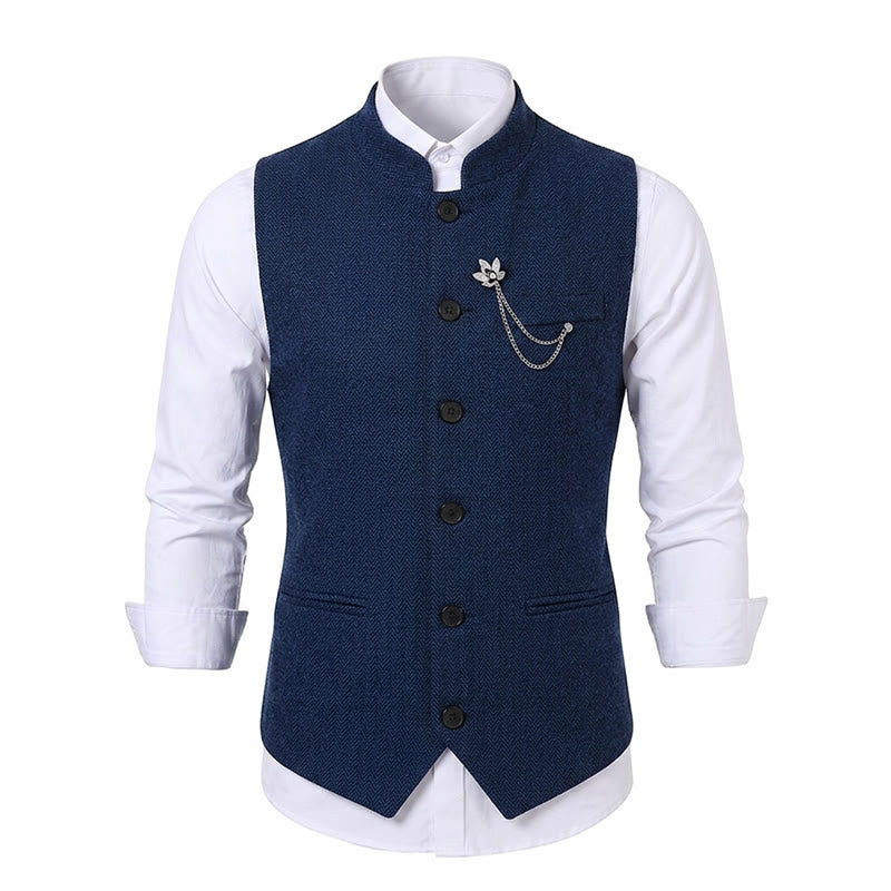 Men's Vintage Tweed Suit Vest With Royal Chain Brooch - image 17