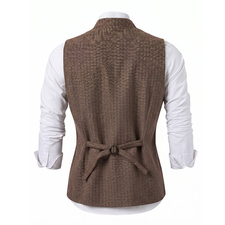 Men's Vintage Tweed Suit Vest With Royal Chain Brooch - image 14