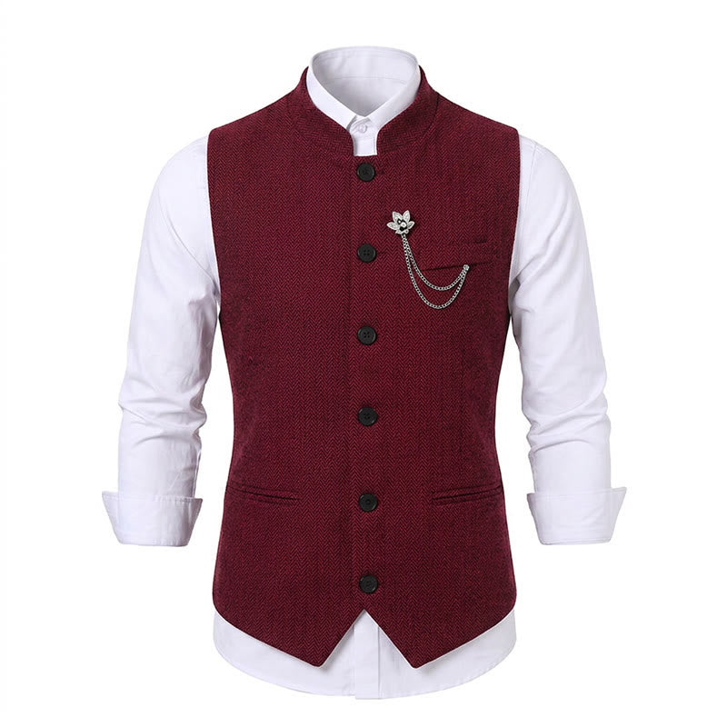 Men's Vintage Tweed Suit Vest With Royal Chain Brooch - image 16