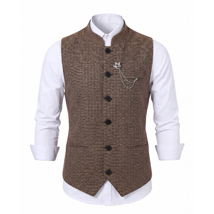 Men's Vintage Tweed Suit Vest With Royal Chain Brooch - image 13