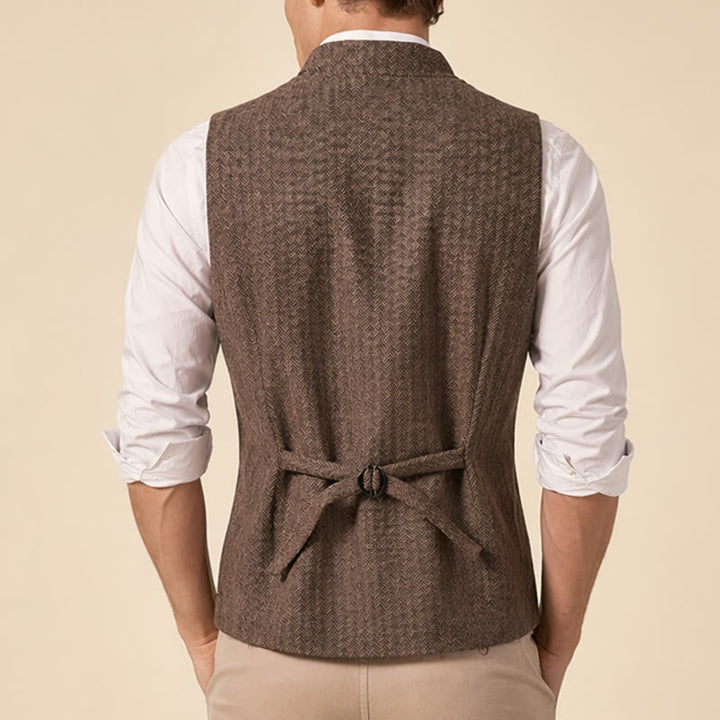 Men's Vintage Tweed Suit Vest With Royal Chain Brooch - image 2