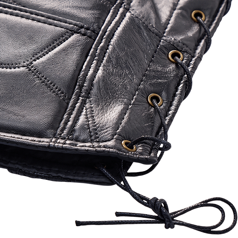 Men's Punk Biker Side Drawstring Motorcycle Leather Vest - image 9