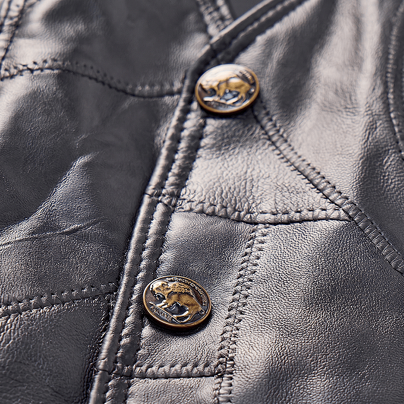 Men's Punk Biker Side Drawstring Motorcycle Leather Vest - image 5