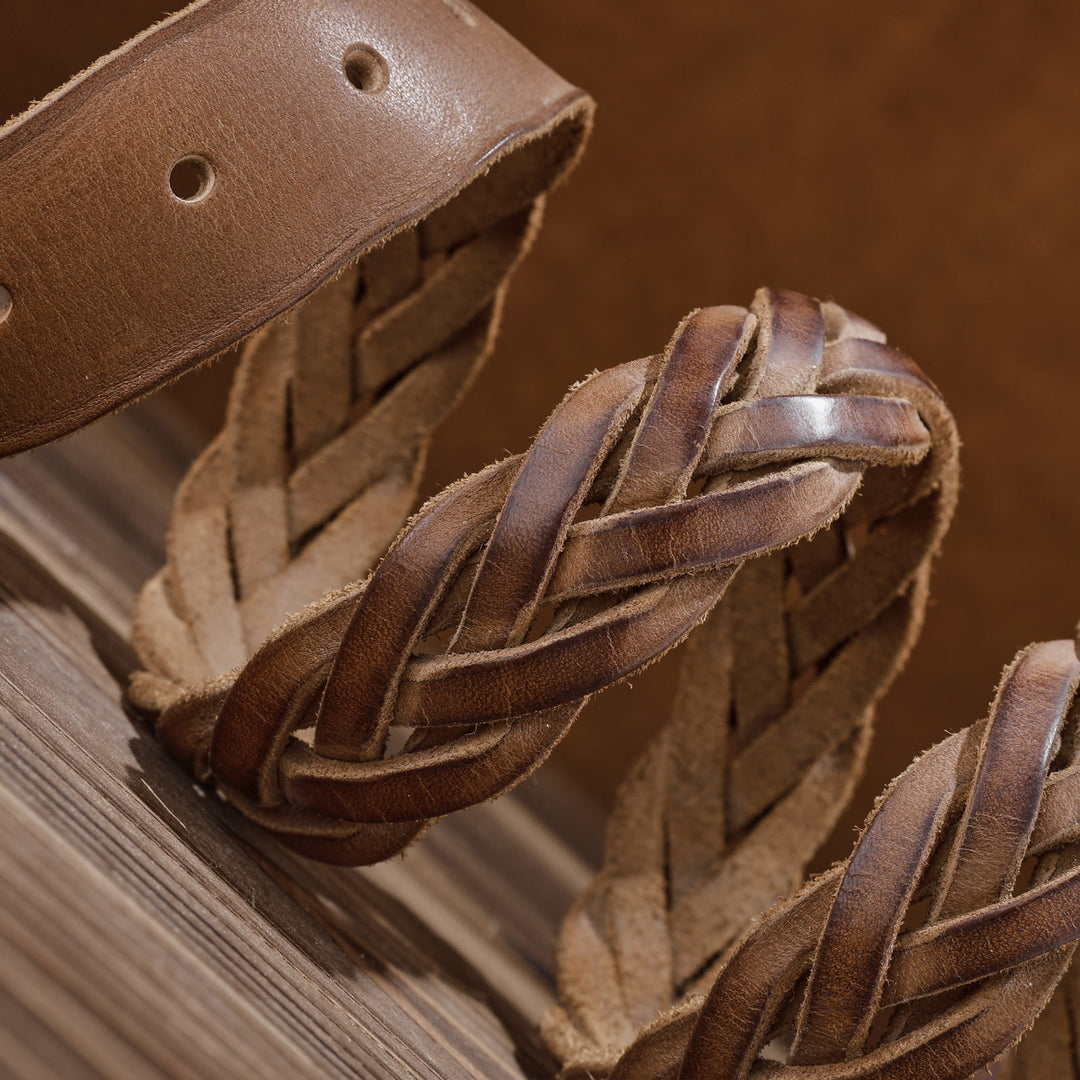 Braided Handwoven Without Hole Leather Belt - image 6