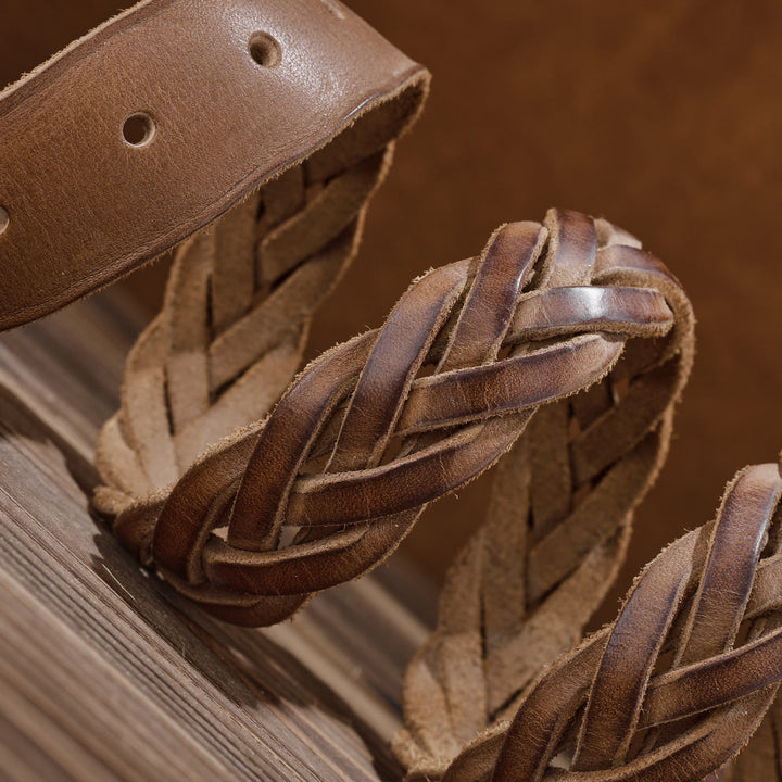 Braided Handwoven Without Hole Leather Belt - image 6