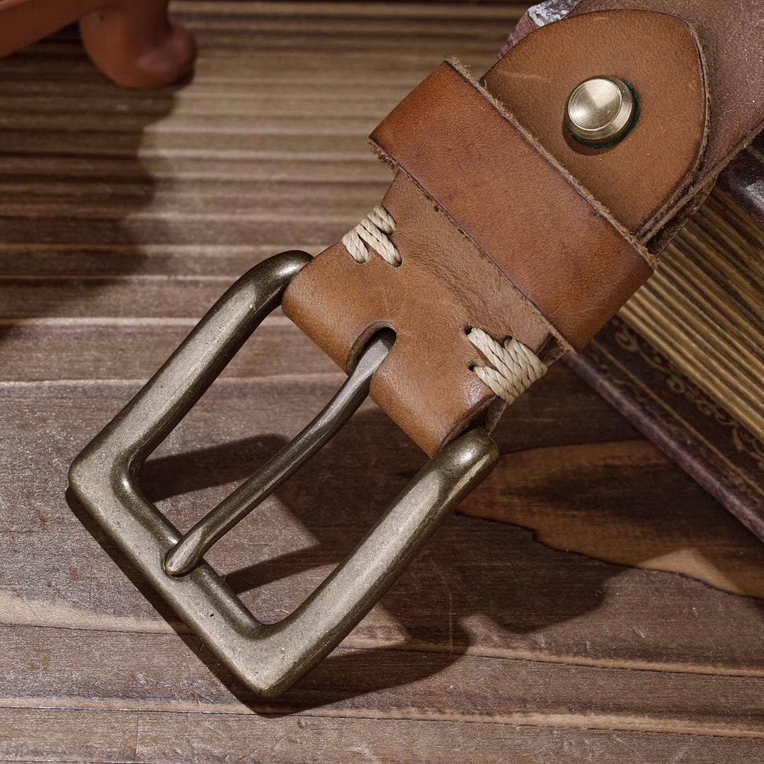 Braided Handwoven Without Hole Leather Belt - image 5