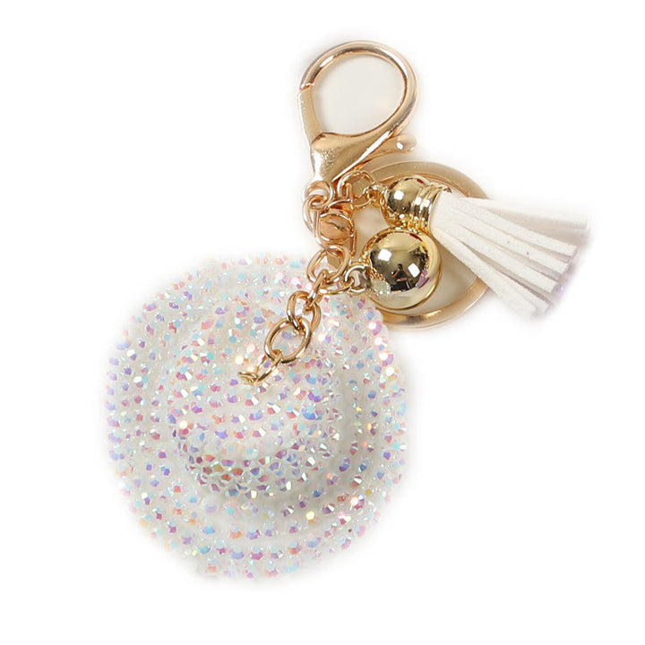 Bling Sparkly Western Rhinestone Cowboy Hat Keychain - White - image 5