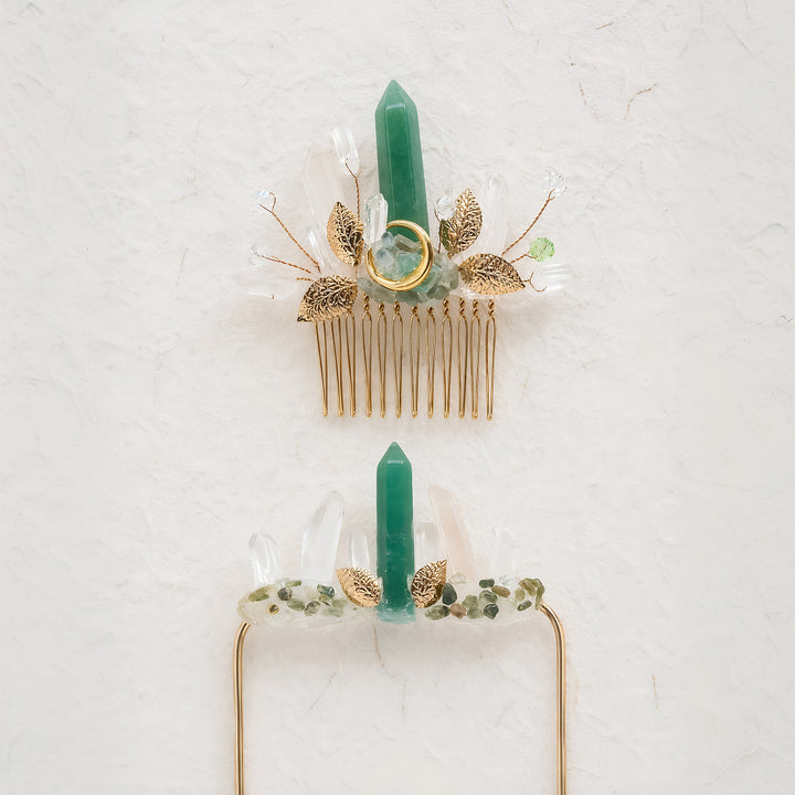 Handmade Groom's Pocket Boutonniere & Bride's Crystal Hair Comb Bundle Set - image 11