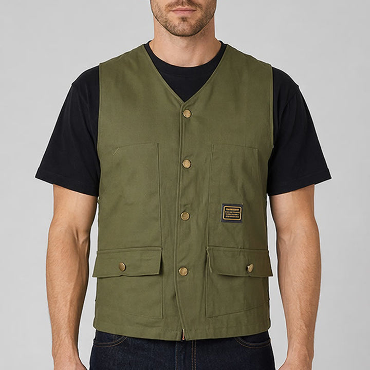 Multi-pocket Tactical Style Canvas Workwear Vest - image 1
