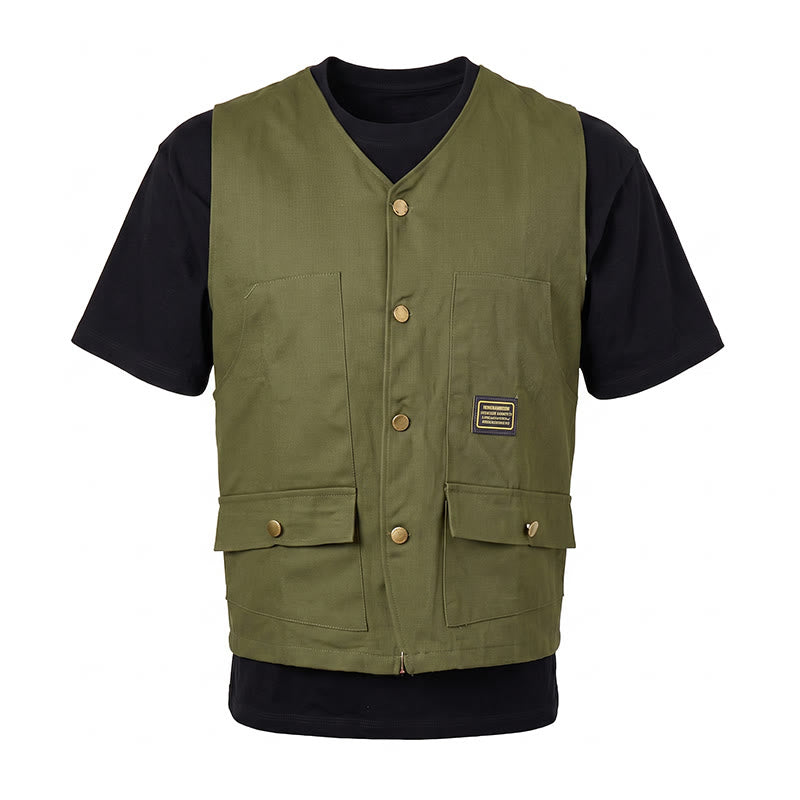 Multi-pocket Tactical Style Canvas Workwear Vest - image 11