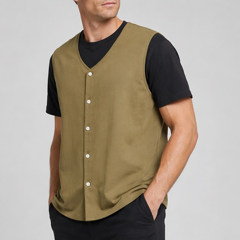 Men's Simple Solid Color Cotton Linen Summer Vest - image 3