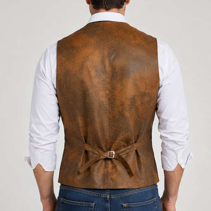 Men's Western Rugged Tobacco Brown Print Vest - image 2